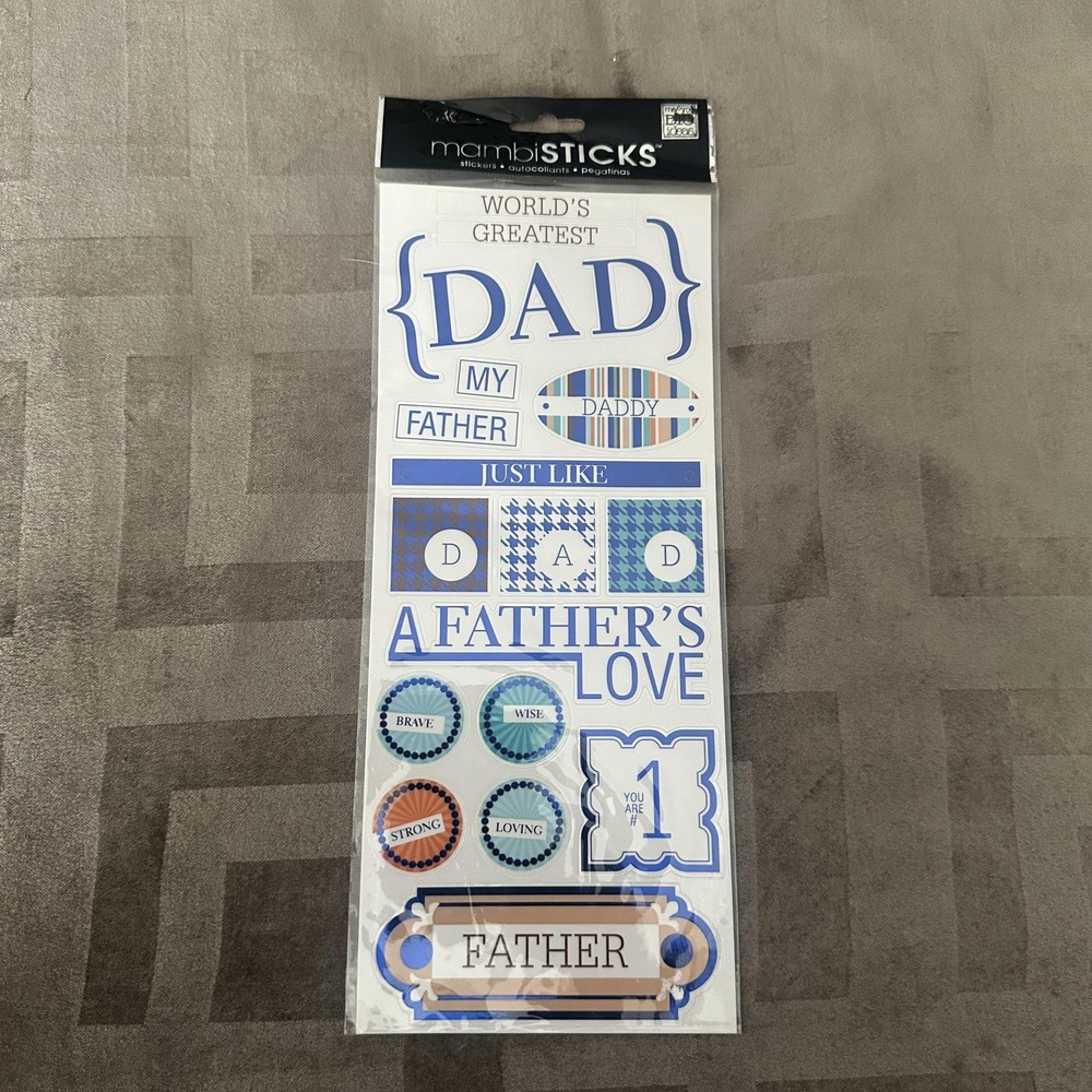 Me & My BIG Ideas MambiSTICKS Dad Dimensional Stickers Father's Day‎ Blue Words